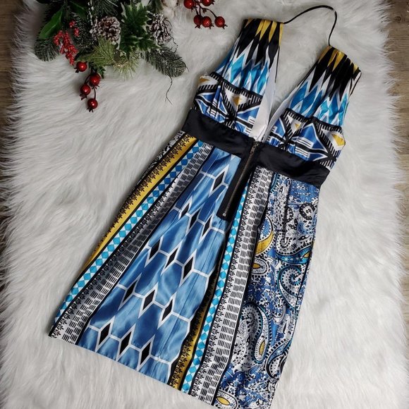 Xoxo Womens Blue Yellow Midi Dress - Picture 2 of 3